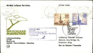LUFTHANSA Erstflug 1983 Jiddah - Dar Es Salaam - Mauritius Marken Saudi-Arabien - Picture 1 of 2