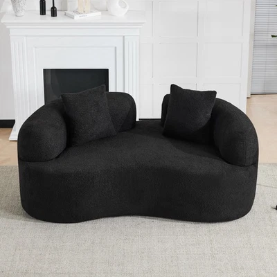 Sofá sofá comprimido Loveseat curvo de 66,93" con tela de terciopelo de peluche, sin montaje Foto 1 de 4