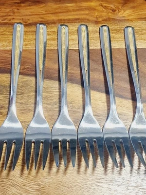 Wmf Cromargan Arosa Pontresina Gold 6 Kuchengabeln 15,6cm (022) - Bild 1 von 4