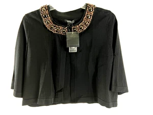 ALFANI Women Sweater/Cover-Up Short 1/2 Sleeve Solid Black Rayon Blend Sz M NWT - Picture 1 of 7