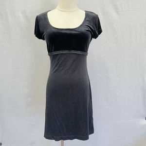 All That Jazz vintage 90s black velvet slinky empire waist dress size medium - Picture 1 of 15