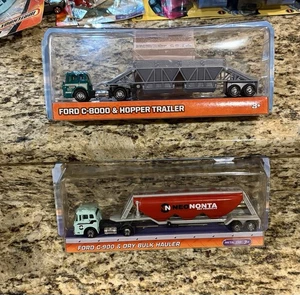 Two Matchbox FORD C-8000 C-900 Hopper Trailer Dry Bulk Hauler Truck Lot New - Picture 1 of 3