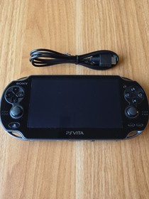 Sony Ps Vita  PCH-1100 Crystal Black Model Console And Charger TESTED