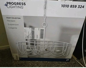 White 4 Bulb Hanging Light Hard Wired New - Picture 1 of 3