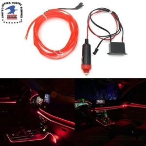 2M LED Red Lamp Light Car Interior Atmosphere Glow Wire Neon String Strip Decor - Picture 1 of 12