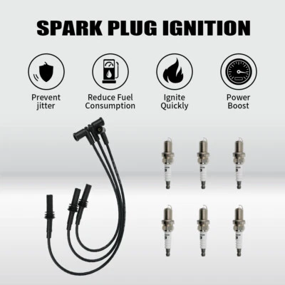 6 Spark Plug +3 Wire for 3.7L Jeep Grand Cherokee Dodge Ram 1500 Dakota 671-6290 Foto 1 de 4