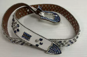 BB Simon Belt Crystal White Silver And Blue P-01 - Picture 1 of 6