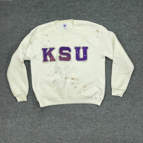 Vintage Kansas State University Sweatshirt Mens Large White Pullover K Wildcats Cover