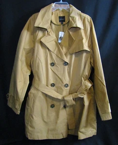 NWT LANE BRYANT BELTED TRENCH PEA COAT CAMEL COLOR DOUBLE BREASTED SIZE 20 - Picture 1 of 21