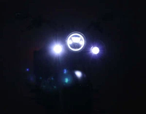 DENALI M5 DOT Motorcycle LED Headlight Module, 5.75" Round, Black Chrome - Picture 1 of 9