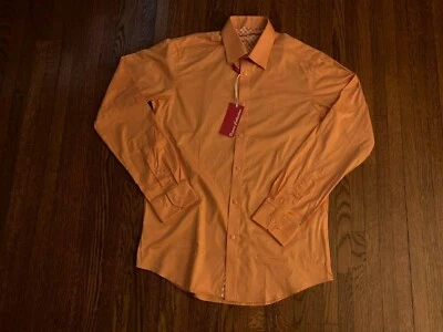 NWT Report Collective Men's orange button down dress shirt  S 15" 34/35 - Image 1 of 2