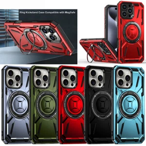 For iPhone 16 Pro Max 15 Plus 14 13 12 Shockproof Magnetic Ring Stand Case Cover - Picture 1 of 17