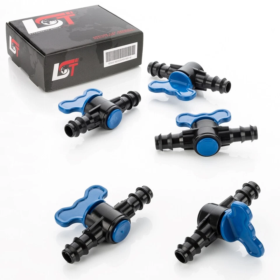 5x Absperrhahn Kugelhahn PE-Rohr Schlauch Tropfanlage Gartenbewässerung 16x16mm  - Bild 1 von 4