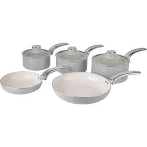 Swan SWPS5020GRN Retro 5 Piece Aluminium Pan Set with Glass Lid, Non-Stick- Grey - Picture 1 of 11