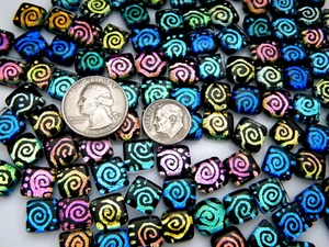 ETCHED SPIRAL set of 30 pcs DICHROIC for earrings bracelet FUSED GLASS CABS - Picture 1 of 10