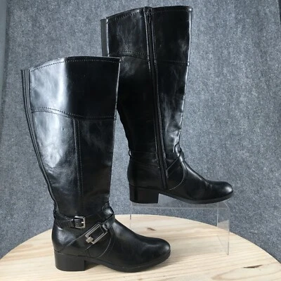 Botas Unisa Para Mujer 6 M Untrinee Altas Montar Cuero Negro Cremallera Cubano Informal Foto 1 de 4