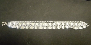 Multi Strand Silver Tone Bracelet 8" Preowned - Picture 1 of 2