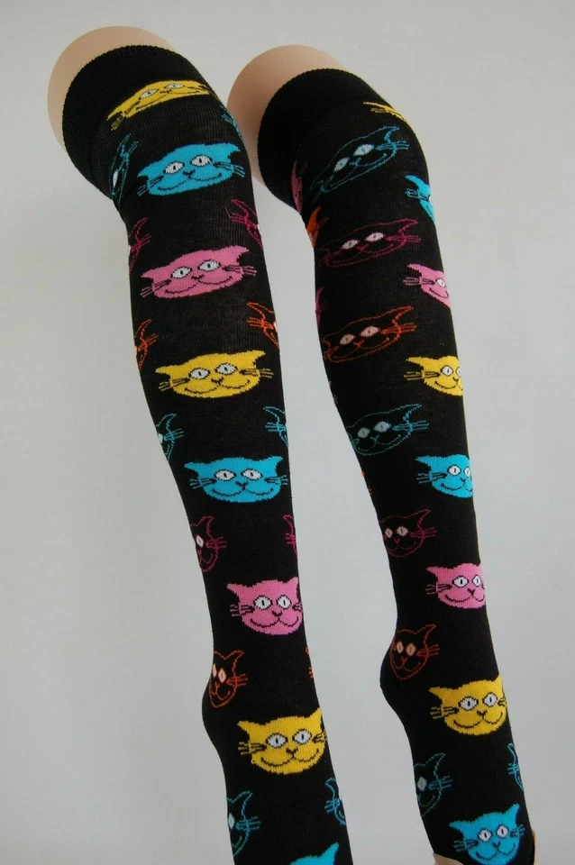 Damas Mujeres Gato Sobre la Rodilla Calcetín Calcetines Happy Foot Festival talla 4-5-6-7-8 Foto 1 de 1