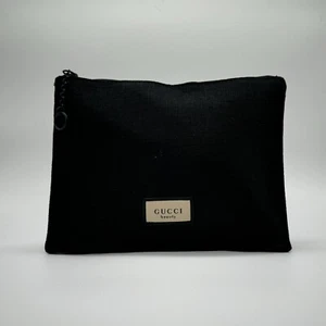 GUCCI BEAUTY BLACK POUCH PATTERNED INSIDE  L 8in H 7in W 3in New In Packing - Picture 1 of 8