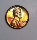 1963 RB Lincoln Cent Yellow, Magenta, Pink And Orange Toning