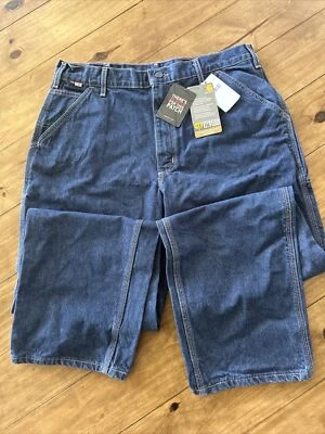Calça jeans Carharrt FRB13-DNM masculina 36 X 34 resistente a chamas perna reta - Imagem 1 de 4
