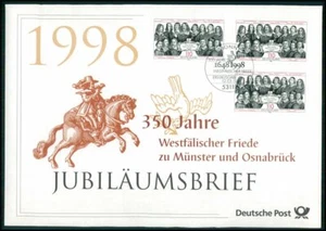 GERMAN POST ANNIVERSARY-FDC 1998 WESTPHALIAN PEACE TAUBE PIGEON PFERD 'u702 - Picture 1 of 4