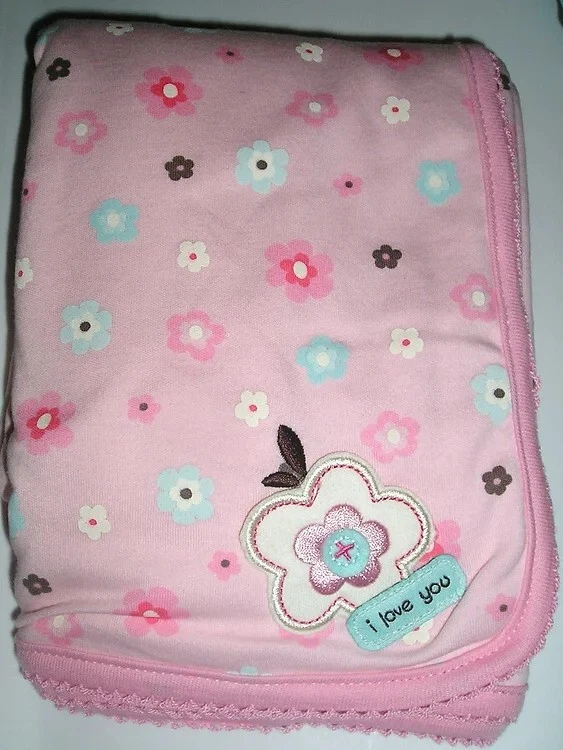 Just One Year  thick receiving blanket pink/floral  size 30"x30" (vintage) - Image 1 of 1