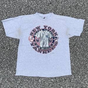 VTG New York Yankees Shirt Mens Large Gray 1997 MLB Baseball Dad Grunge Sports - Picture 1 of 14