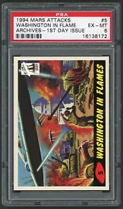 1994 Topps Mars Attacks Archives - Edición del primer día #05 Washington en llamas PSA 6 - Imagen 1 de 4