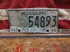 Vintage Mississippi State 1976 Public Service Com License Plate Plates