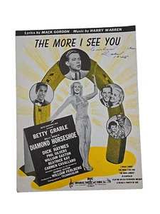 Partituras de colección The More I See You 1945 Betty Grable Diamond Horseshoe - Imagen 1 de 5