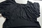 BCBG Maxazria Top 0S Women's Black Knit Pullover Pleated From Neck