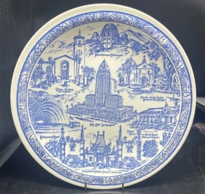 Historic Blue Los Angles Souvenir Plate Vernon Kilns ca 1941 EUC - Picture 1 of 9