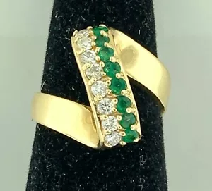 Fine Emeralds & Diamonds 0.65 TCW~Solid 14K Gold~Cluster Cocktail Ring~WOW! - Picture 1 of 8