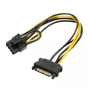 8" Inch 15-pin SATA Male to 8-pin (6+2) PCI-E PCI Express Power Adapter Cable - Picture 1 of 2