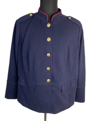 Chaqueta Talbots Mujer 18W Azul Marino Militar Dorado Botón Elastizado Forrado Blazer Foto 1 de 4