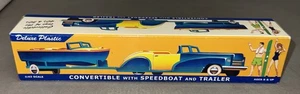 DIMESTORE DREAMS No. 20200 PLASTIC STATION WAGON WITH SPEEDBOAT AND TRAILER Blue - Picture 1 of 9