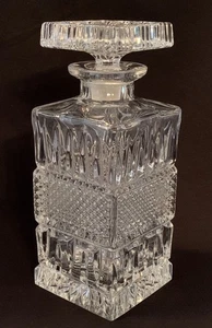 Carafe à whisky carrée vintage cristal de bohème motif Crystalex Glasgow 8 7/8" H - Photo 1/11