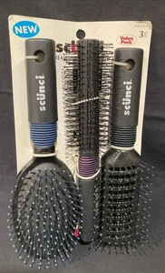 Scunci Black Hair Brushes Cushion, Round, Vent 3-Pack Value Pck 2004 NEW B7 - Picture 1 of 12