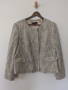 Talbots Womens Tweed Blazer Zip Jacket Metallic Dressy Career Wool 16P $169 - Picture 1 of 10