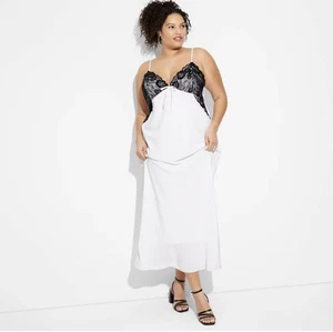 Women's White Satin Lace Maxi Slip Dress - Wild Fable 2X - Picture 1 of 8