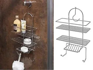 METAL SHOWER CADDY TRIPLE ORGANISR WITH HANGING HOOK SHELF BASKET SABICHI BRAND - Picture 1 of 7