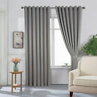 Pair of Blackout Curtains Window Eyelet Ring Top Super Soft to Touch 2 Tiebacks