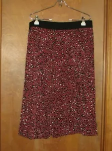 Ladies "EVRI" Size 24W, Rust/Black/Lt Gray ElasticWaist Midi Lined Pleated Skirt - Picture 1 of 2
