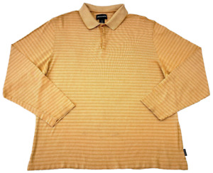 Pierre Cardin Polo Shirt Adult Large Orange Pinstripe Golfing Long Sleeve Mens