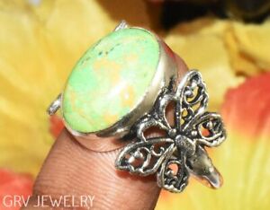 Green Copper Turquoise Gemstone Ring 925 Silver Plated Us Size 10.5" R011-C106