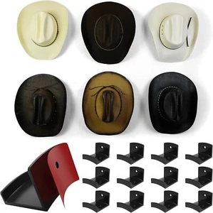 Hat Hooks Wall 12Pack Cowboy Rack Wide Brim Organizer Strong Hold Hangers Black - Picture 1 of 7