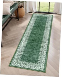 2x6 Bathroom Runner Rugs Non Slip Washable,Carpet Runners for 2'x6' Green - Picture 1 of 7