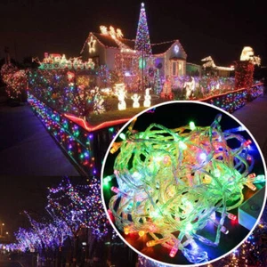 led fairy lights plug in string christmas tree party multi colored xmas rgb - Picture 1 of 33