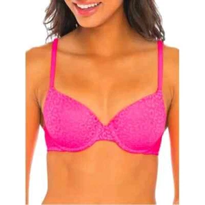 -No Boundaries Women's Lace Push Up Bra Bright Pink Convertible Straps 38C - Picture 1 of 5
